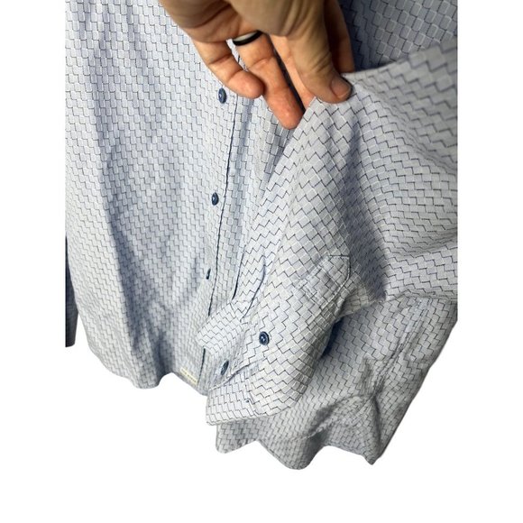 Ted Baker long sleeve button down textured geometric blue size L - Picture 3 of 9